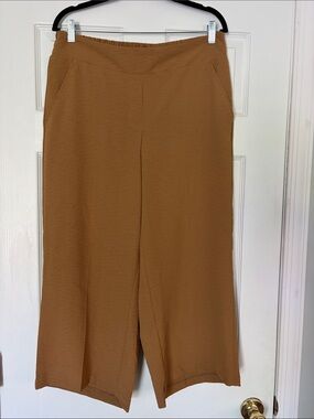 Womens Nine West Wide-Leg Cropped Pull-On Pants - Camel